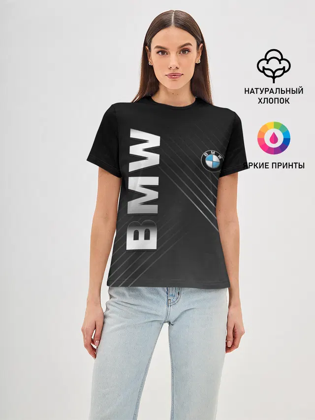 Женская базовая футболка с принтом «BMW»