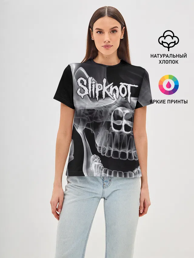 Женская базовая футболка с принтом «Skull»