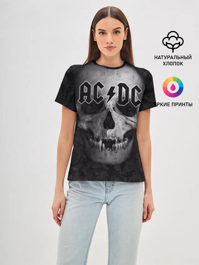 Женская базовая футболка с принтом «Skull»