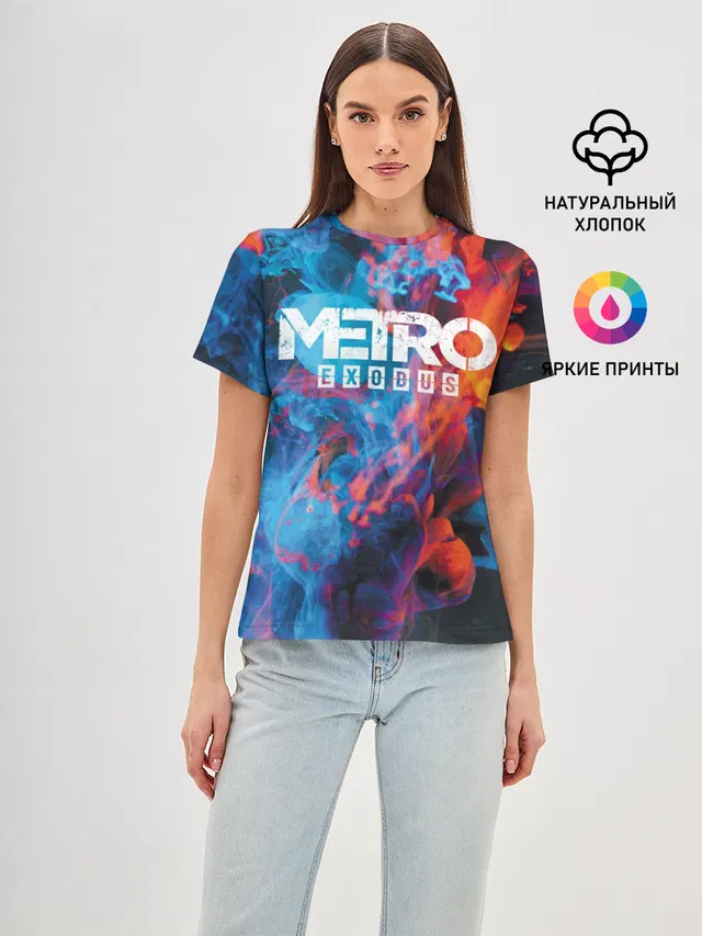 Женская базовая футболка с принтом «Metro Fire»