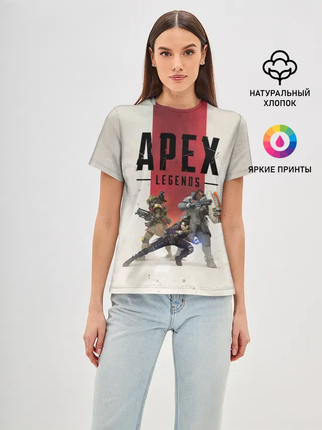 Женская базовая футболка с принтом «Королевская битва — APEX LEGENDS»