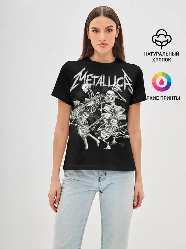 Женская базовая футболка с принтом «Metallica»