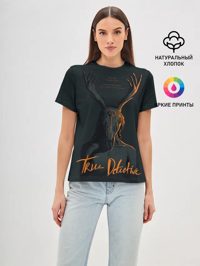 Женская базовая футболка с принтом «True Detective»