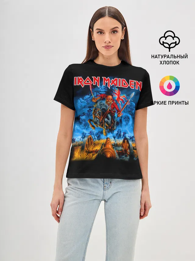 Женская базовая футболка с принтом «Iron Maiden»