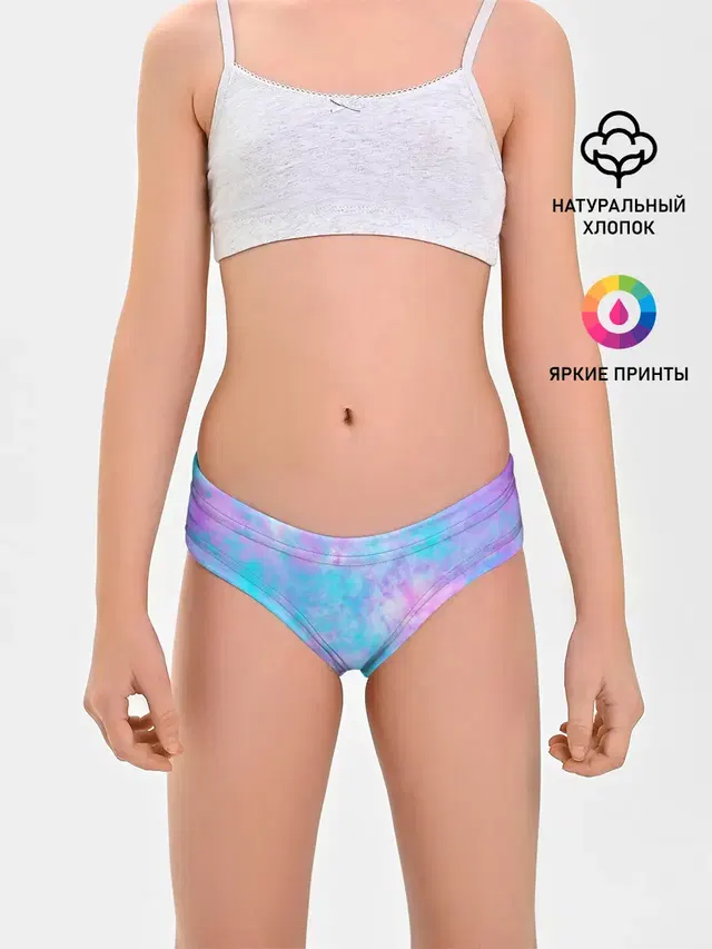 Трусы для девочек с принтом «Модные — Мрамор Tie Dye»