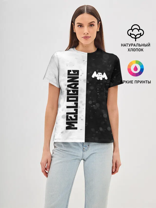 Женская базовая футболка с принтом «Mellogang»