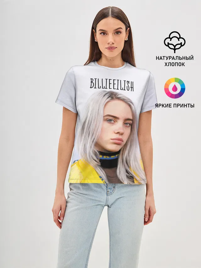 Женская базовая футболка с принтом «Billie Eilish»