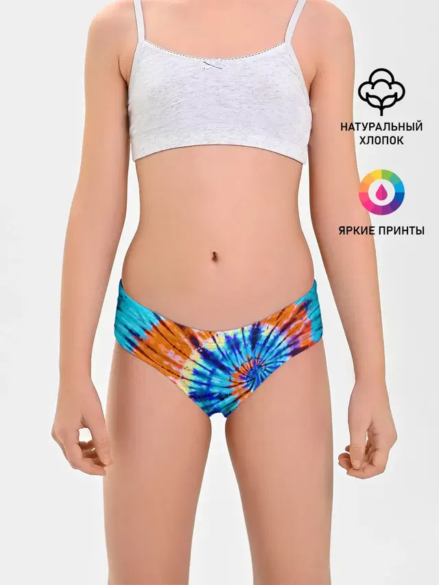 Трусы для девочек с принтом «Текстуры — Tie dye»