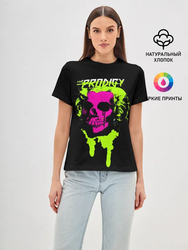 Женская базовая футболка с принтом «Skull — The Prodigy»