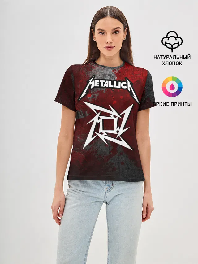 Женская базовая футболка с принтом «Metallica»