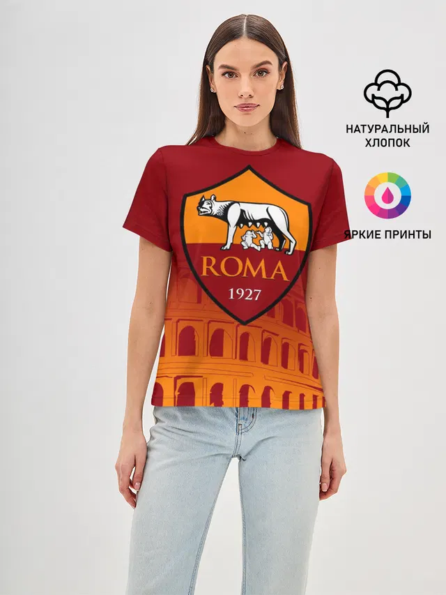 Женская базовая футболка с принтом «Roma»
