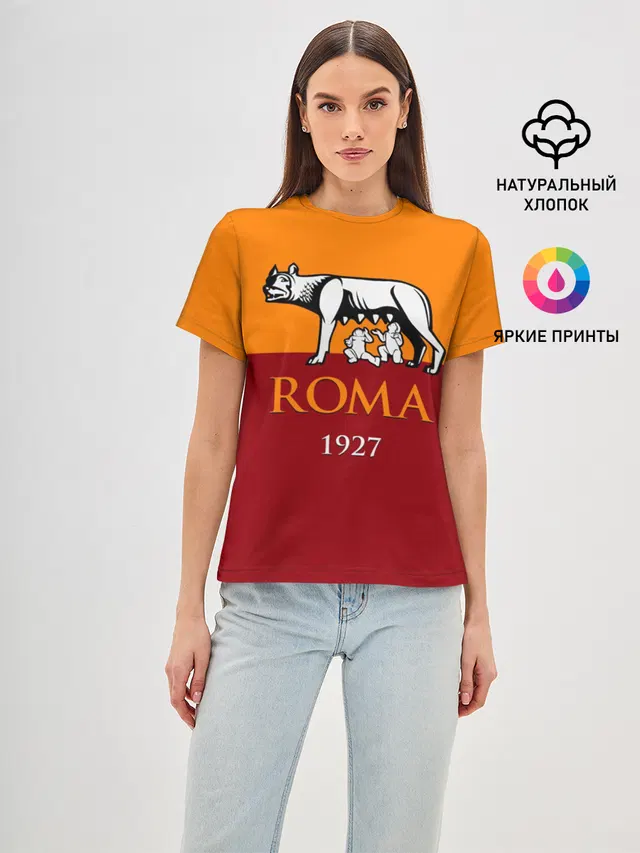 Женская базовая футболка с принтом «Roma»