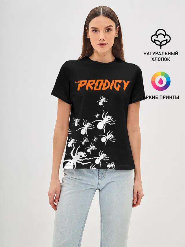 Женская базовая футболка с принтом «Prodigy — The Prodigy»
