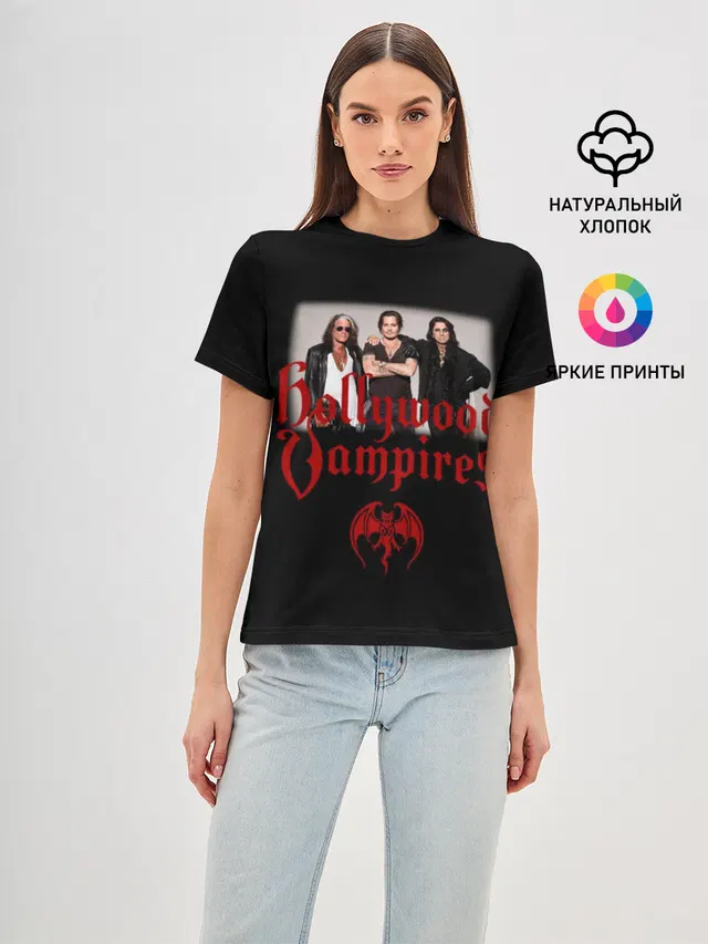 Женская базовая футболка с принтом «Hollywood Vampires»