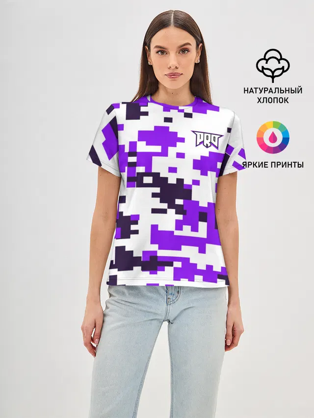 Женская базовая футболка с принтом «digital camouflage»