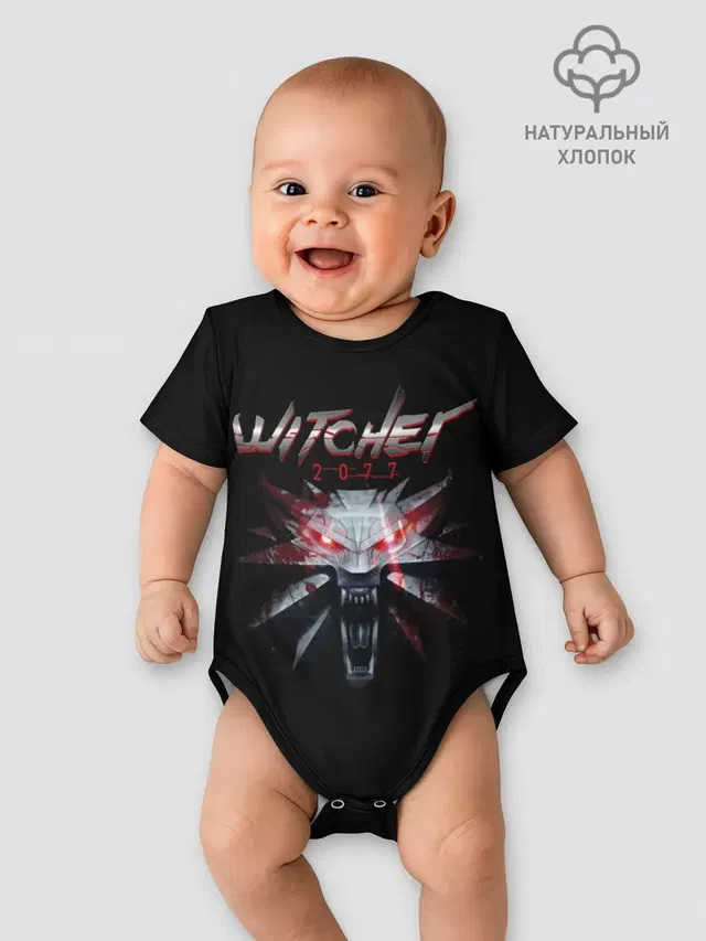 Детское боди с принтом «Cyberpunk 2077 — WITCHER 2077»