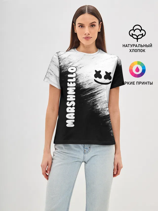 Женская базовая футболка с принтом «Marshmello — Marshmello 3»