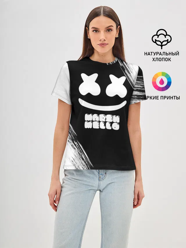 Женская базовая футболка с принтом «Marshmello 4»