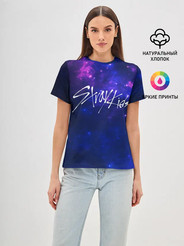 Женская базовая футболка с принтом «Galaxy»