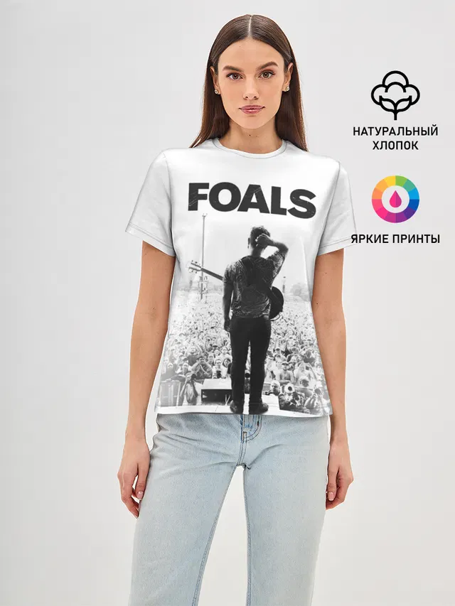 Женская базовая футболка с принтом «Разный рок — Foals»