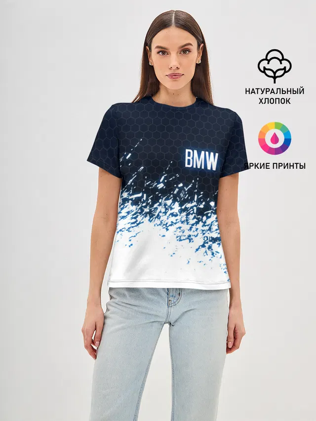 Женская базовая футболка с принтом «BMW»