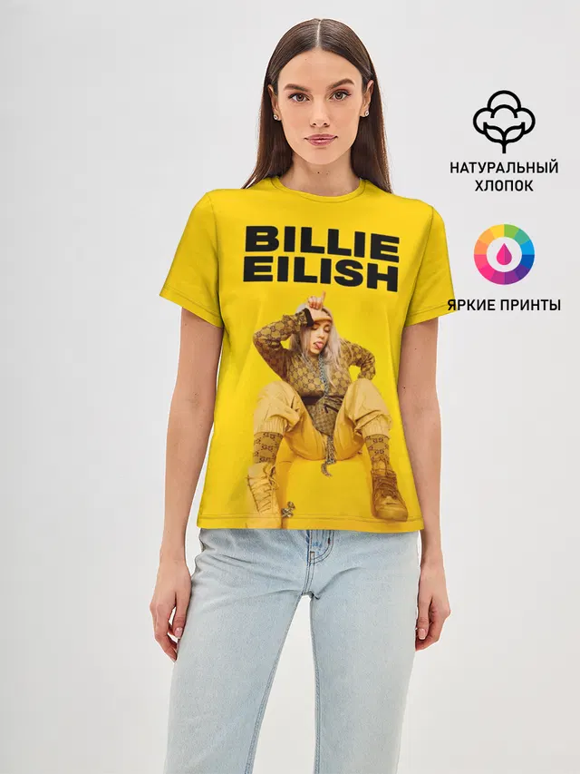 Женская базовая футболка с принтом «Billie Eilish»