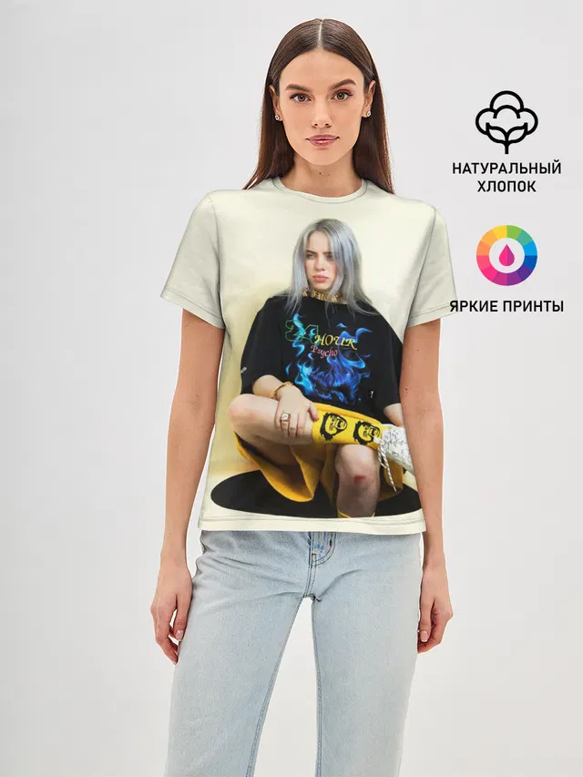 Женская базовая футболка с принтом «Billie Eilish»