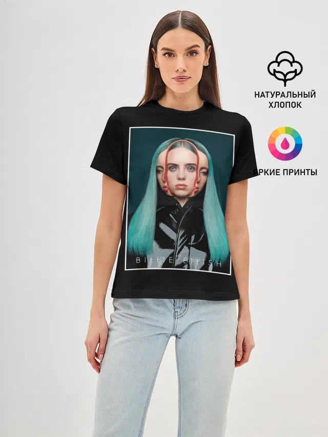 Женская базовая футболка с принтом «Billie Eilish»