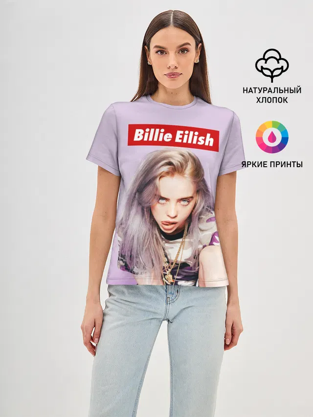 Женская базовая футболка с принтом «Billie Eilish»