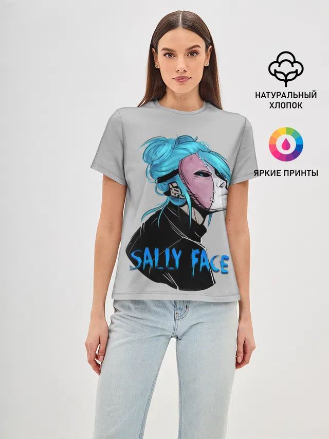 Женская базовая футболка с принтом «Sally Face»