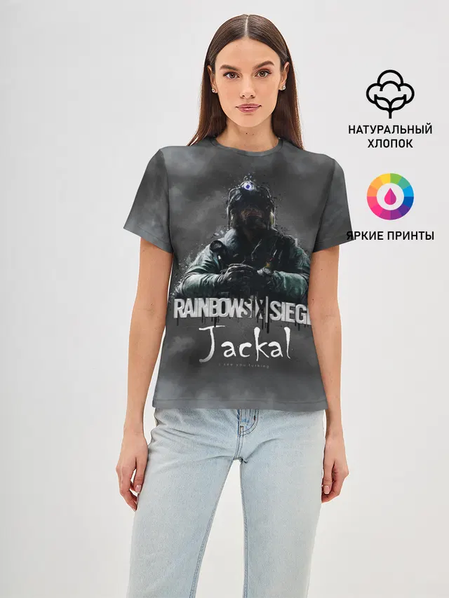 Женская базовая футболка с принтом «Jackal : Rainbow Six»