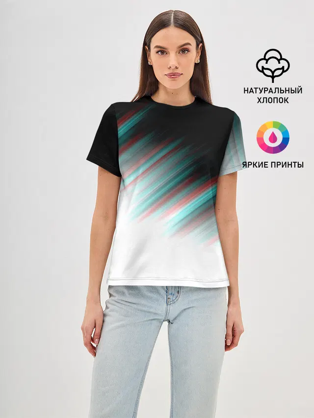 Женская базовая футболка с принтом «Glitch Stripes»