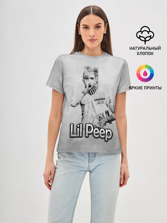 Женская базовая футболка с принтом «Lil Peep»