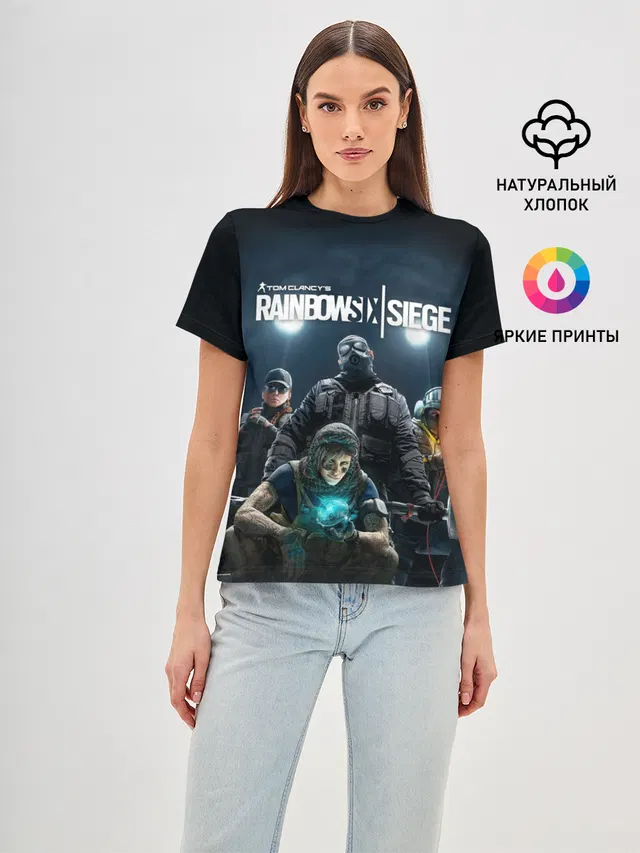 Женская базовая футболка с принтом «Valkyrie — Tom Clancy’s Rainbow Six Siege»