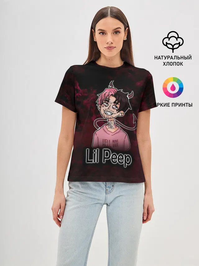 Женская базовая футболка с принтом «Lil Peep»