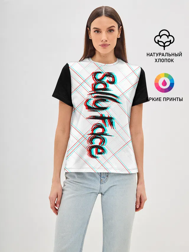 Женская базовая футболка с принтом «Glitch art»