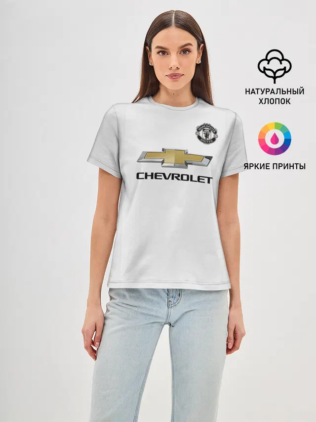 Женская базовая футболка с принтом «Манчестер Юнайтед — MU away 19-20»