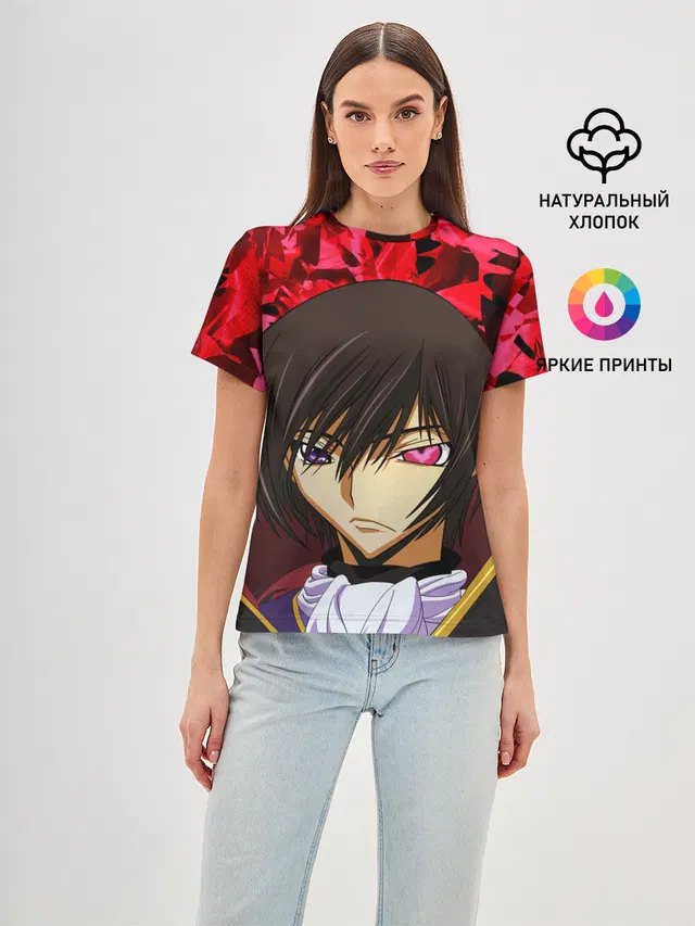 Женская базовая футболка с принтом «Code Geass — GODE GEASS textured»