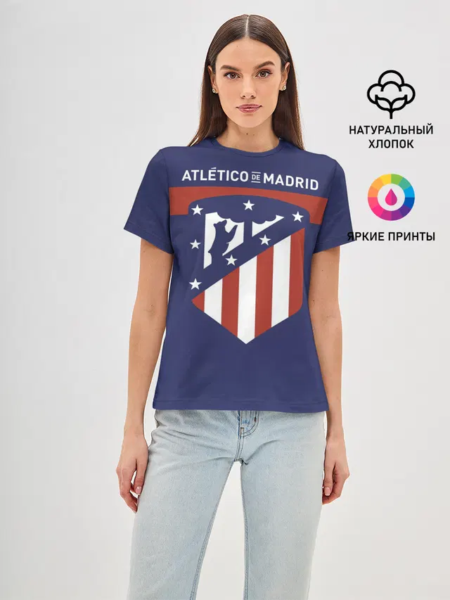 Женская базовая футболка с принтом «Atletico Madrid — Atletico de Madrid»