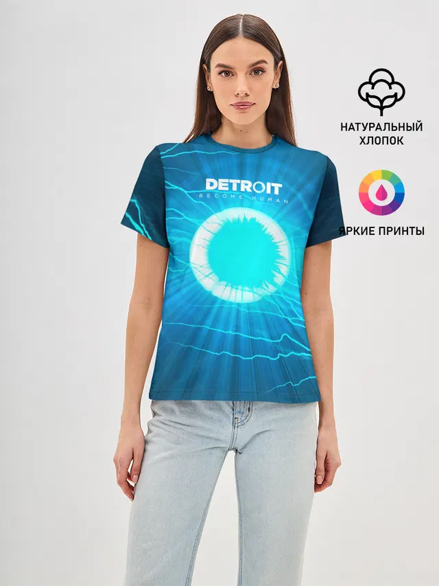 Женская базовая футболка с принтом «Detroit: Вecome Human»