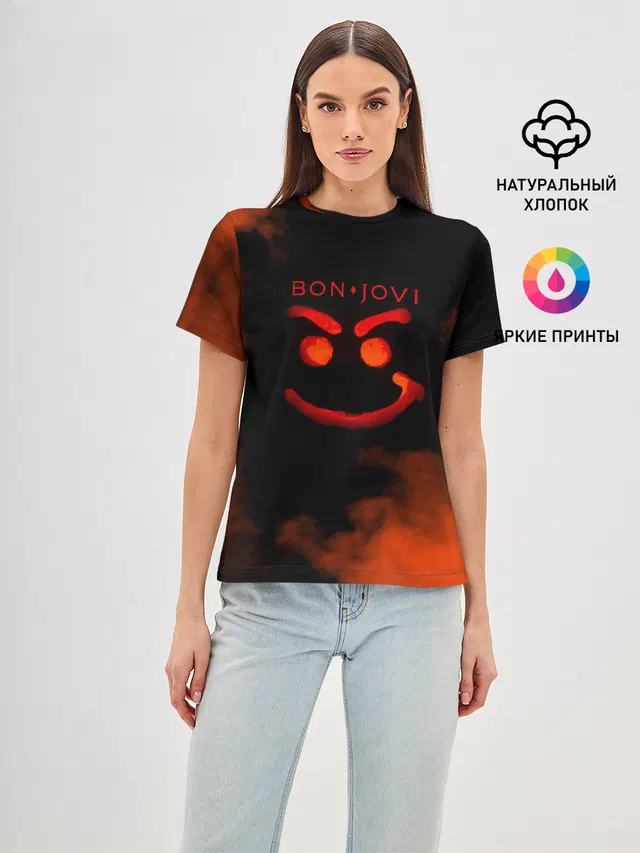 Женская базовая футболка с принтом «Smiley face»