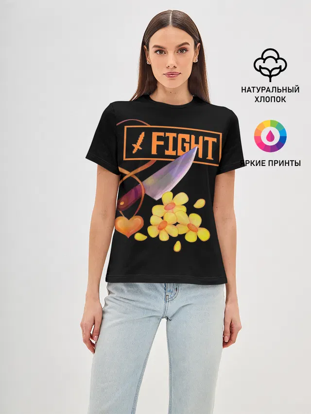 Женская базовая футболка с принтом «Fight»