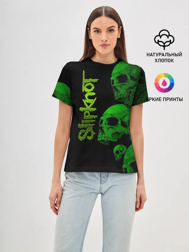 Женская базовая футболка с принтом «Skull»