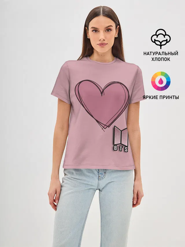 Женская базовая футболка с принтом «Heart»