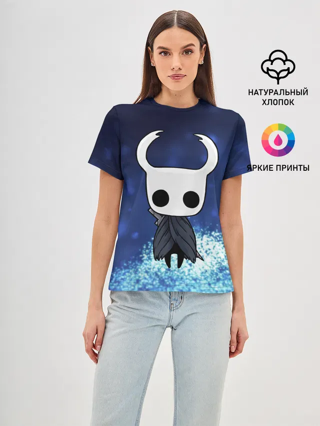 Женская базовая футболка с принтом «Рыцарь - HOLLOW KNIGHT»