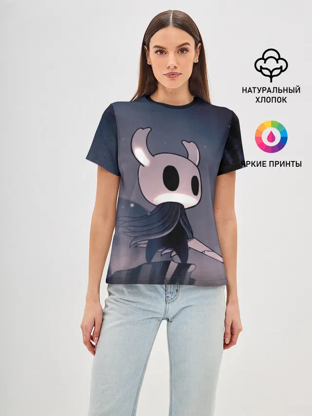 Женская базовая футболка с принтом «Nail — Рыцарь - HOLLOW KNIGHT»