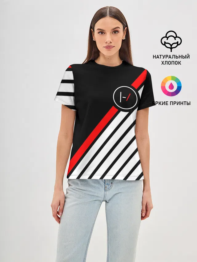 Женская базовая футболка с принтом «Stripes»