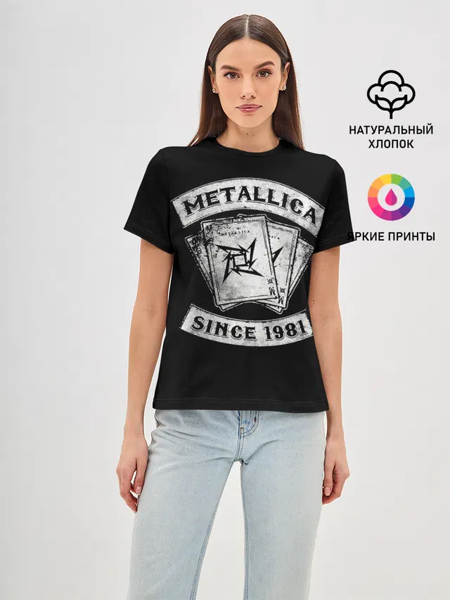 Женская базовая футболка с принтом «Metallica»