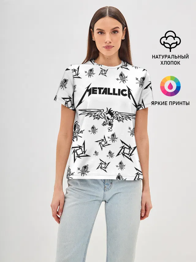 Женская базовая футболка с принтом «Metallica»