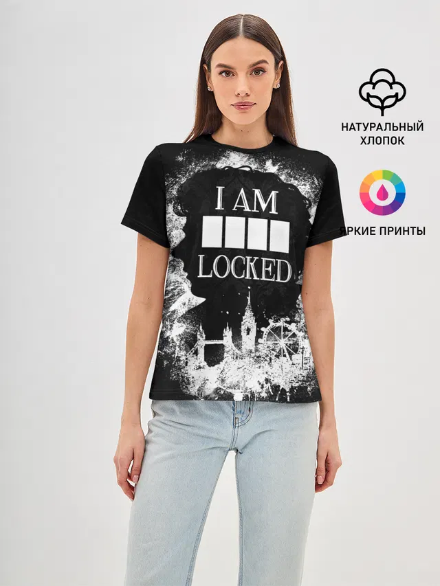 Женская базовая футболка с принтом «I AM Locked»